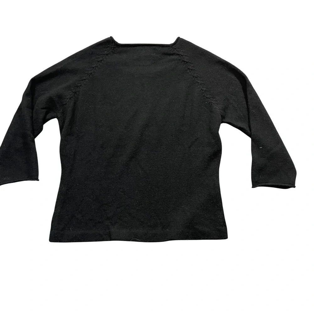 Soft Surroundings Medium 100% Cashmere 3/4‎ Sleeve Black (small mark)